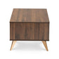 Edel Mid-Century Modern Walnut Brown and Gold Finished Wood Coffee Table FredCo