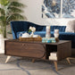 Edel Mid-Century Modern Walnut Brown and Gold Finished Wood Coffee Table FredCo