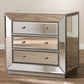 Edeline Hollywood Regency Glamour Style Mirrored 3-Drawer Chest FredCo