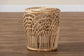 Edena Modern Bohemian Natural Brown Finished Rattan End Table FredCo