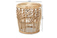 Edena Modern Bohemian Natural Brown Finished Rattan End Table FredCo
