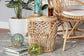 Edena Modern Bohemian Natural Brown Finished Rattan End Table FredCo