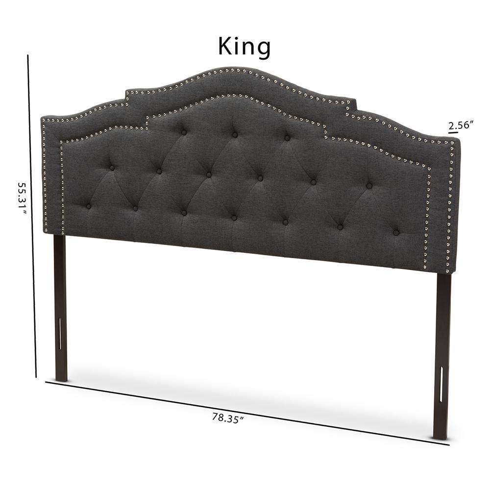 Edith Modern and Contemporary Dark Grey Fabric King Size Headboard FredCo