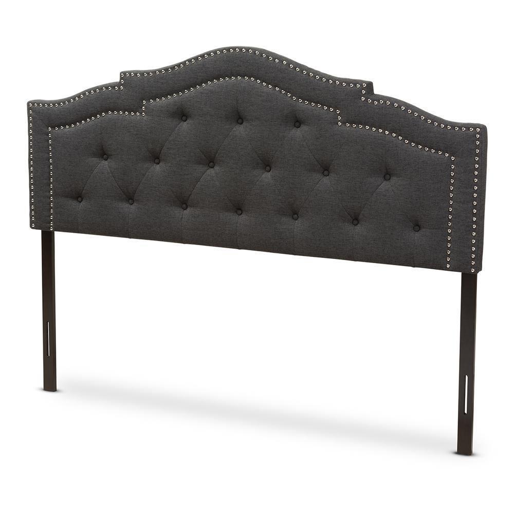 Edith Modern and Contemporary Dark Grey Fabric King Size Headboard FredCo