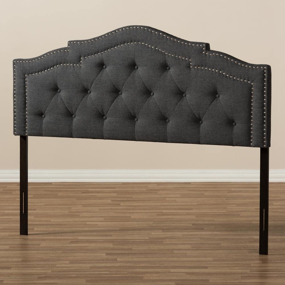 Edith Modern and Contemporary Dark Grey Fabric King Size Headboard FredCo