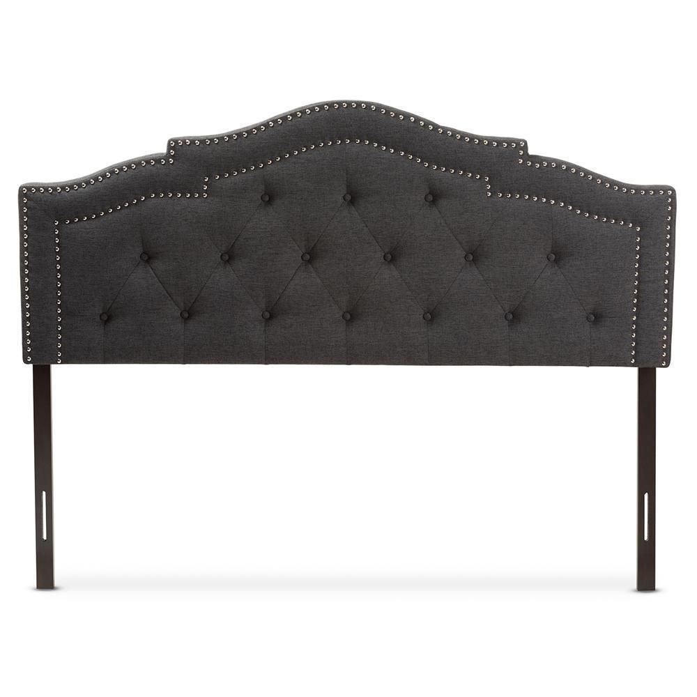 Edith Modern and Contemporary Dark Grey Fabric King Size Headboard FredCo