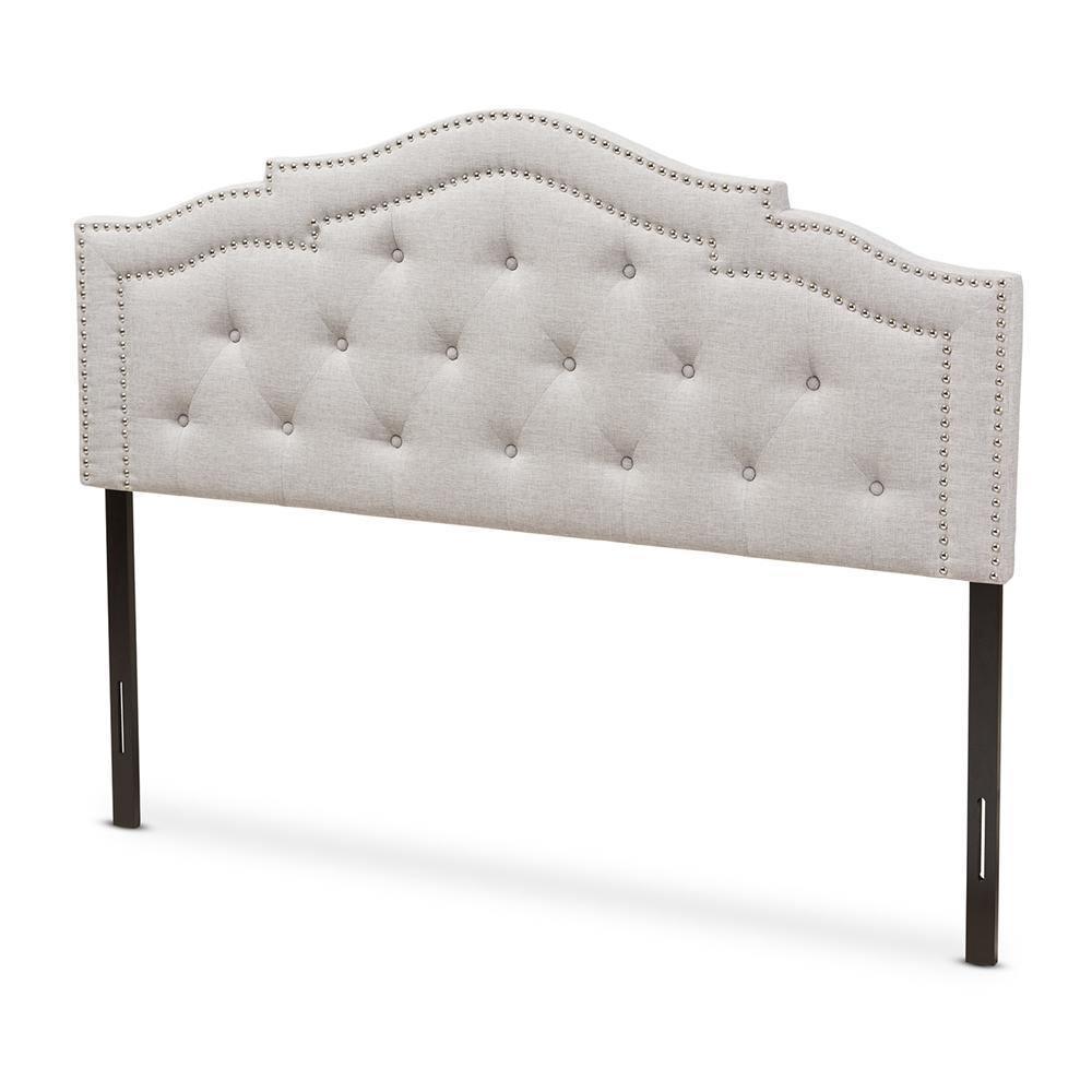 Edith Modern and Contemporary Greyish Beige Fabric Full Size Headboard FredCo