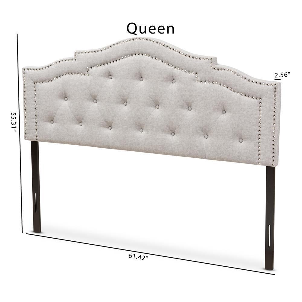 Edith Modern and Contemporary Greyish Beige Fabric Full Size Headboard FredCo