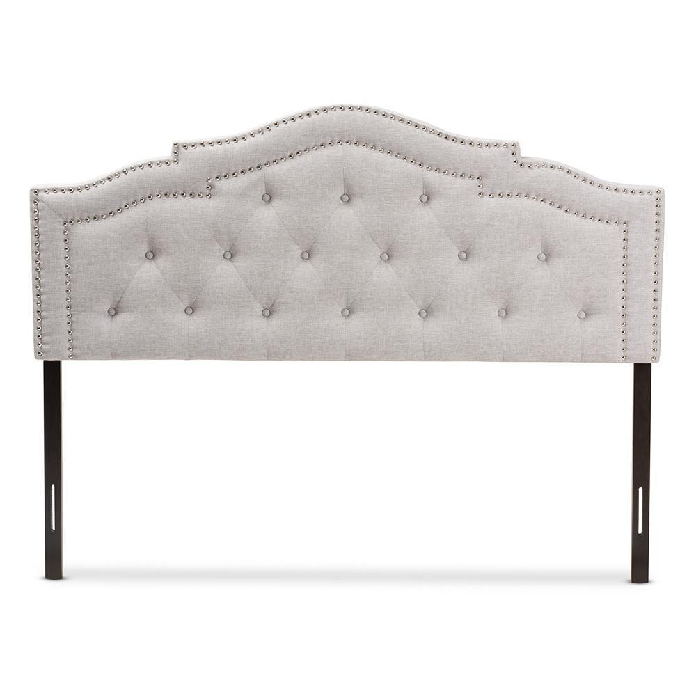 Edith Modern and Contemporary Greyish Beige Fabric Full Size Headboard FredCo