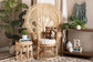Ediva Modern Bohemian Natural Brown Rattan Peacock Accent Chair FredCo