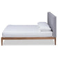Edmond Modern and Contemporary Grey Fabric Upholstered and Ash Walnut Brown Finished Wood King Size Platform Bed FredCo