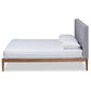 Edmond Modern and Contemporary Grey Fabric Upholstered and Ash Walnut Brown Finished Wood Queen Size Platform Bed FredCo