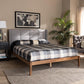 Edmond Modern and Contemporary Grey Fabric Upholstered and Ash Walnut Brown Finished Wood Queen Size Platform Bed FredCo