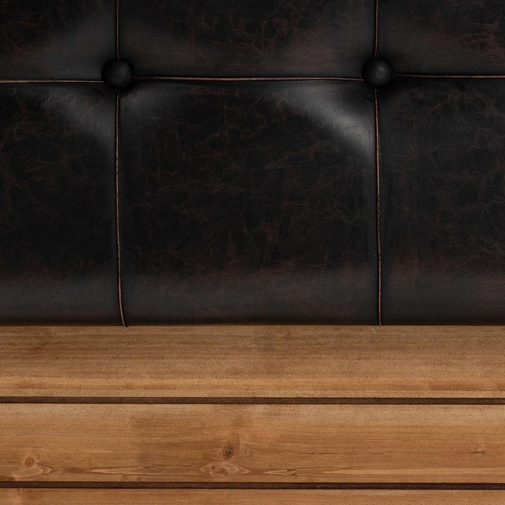Edmund Rustic Transitional Dark Brown Faux Leather Upholstered and Oak Brown Finished Wood Storage Ottoman FredCo