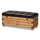 Edmund Rustic Transitional Dark Brown Faux Leather Upholstered and Oak Brown Finished Wood Storage Ottoman FredCo