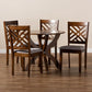 Edona Modern and Contemporary Grey Fabric Upholstered and Walnut Brown Finished Wood 5-Piece Dining Set FredCo
