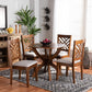 Edona Modern and Contemporary Grey Fabric Upholstered and Walnut Brown Finished Wood 5-Piece Dining Set FredCo