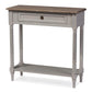 Edouard French Provincial Style White Wash Distressed Wood and Grey Two-tone 1-drawer Console Table FredCo