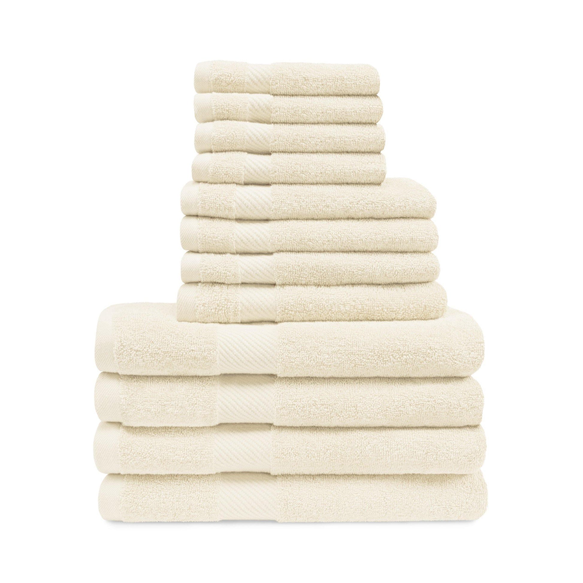 Egyptian Cotton 500 GSM Right Hash Dobby Border 12-Piece Towel Set FredCo