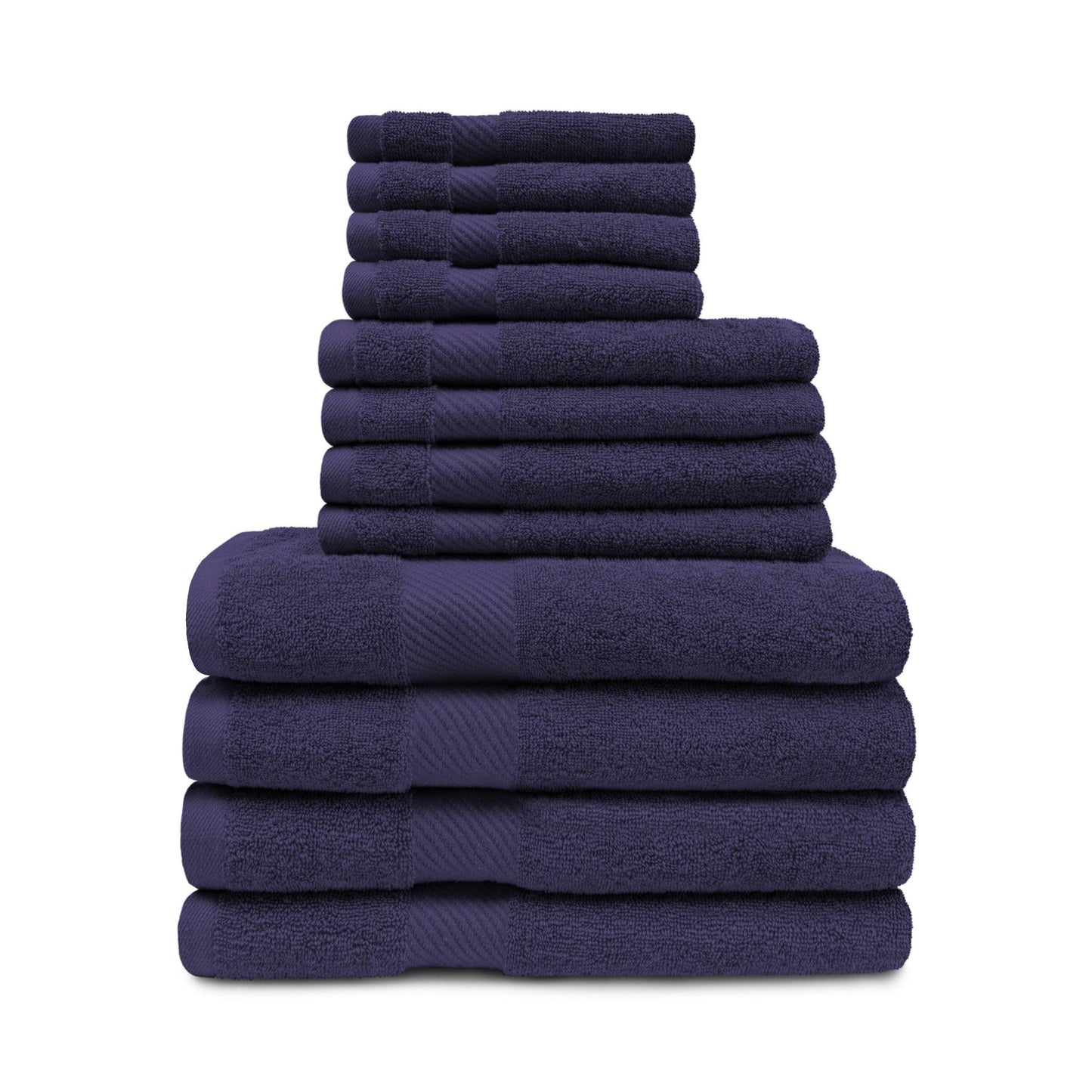 Egyptian Cotton 500 GSM Right Hash Dobby Border 12-Piece Towel Set FredCo