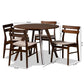Eiko Mid-Century Modern Transitional Light Beige Fabric Upholstered and Walnut Brown Finished Wood 5-Piece Dining Set FredCo