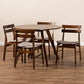 Eiko Mid-Century Modern Transitional Light Beige Fabric Upholstered and Walnut Brown Finished Wood 5-Piece Dining Set FredCo
