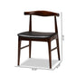 Eira Mid-Century Modern Black Faux Leather Upholstered Walnut Finished Wood Dining Chair Set of 2 FredCo