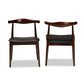 Eira Mid-Century Modern Black Faux Leather Upholstered Walnut Finished Wood Dining Chair Set of 2 FredCo