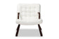 Eisa Modern and Contemporary White Sherpa Upholstered and Walnut Brown Finished Wood Accent Chair FredCo