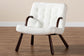 Eisa Modern and Contemporary White Sherpa Upholstered and Walnut Brown Finished Wood Accent Chair FredCo