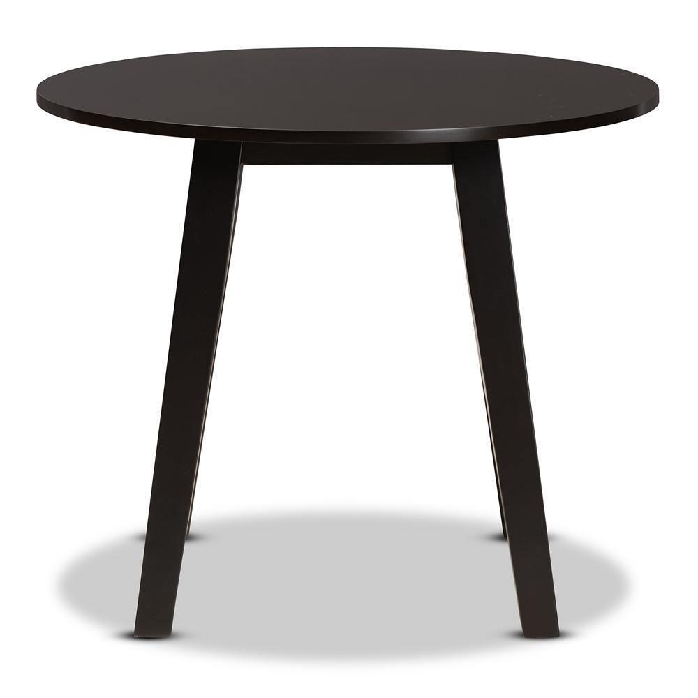 Ela Modern and Contemporary Dark Brown Finished 35-Inch-Wide Round Wood Dining Table FredCo