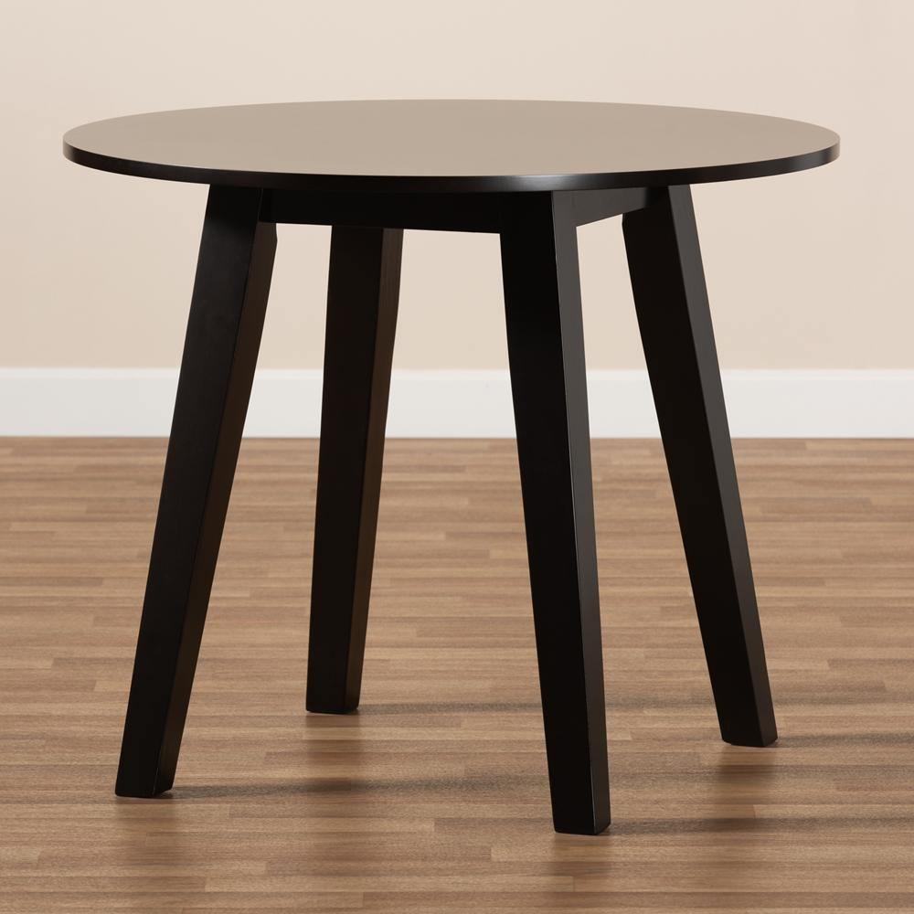 Ela Modern and Contemporary Dark Brown Finished 35-Inch-Wide Round Wood Dining Table FredCo