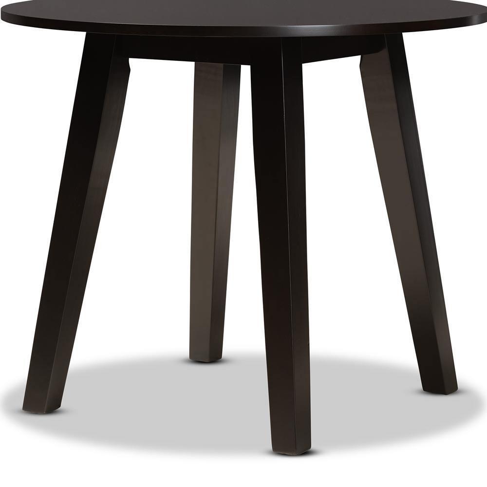 Ela Modern and Contemporary Dark Brown Finished 35-Inch-Wide Round Wood Dining Table FredCo