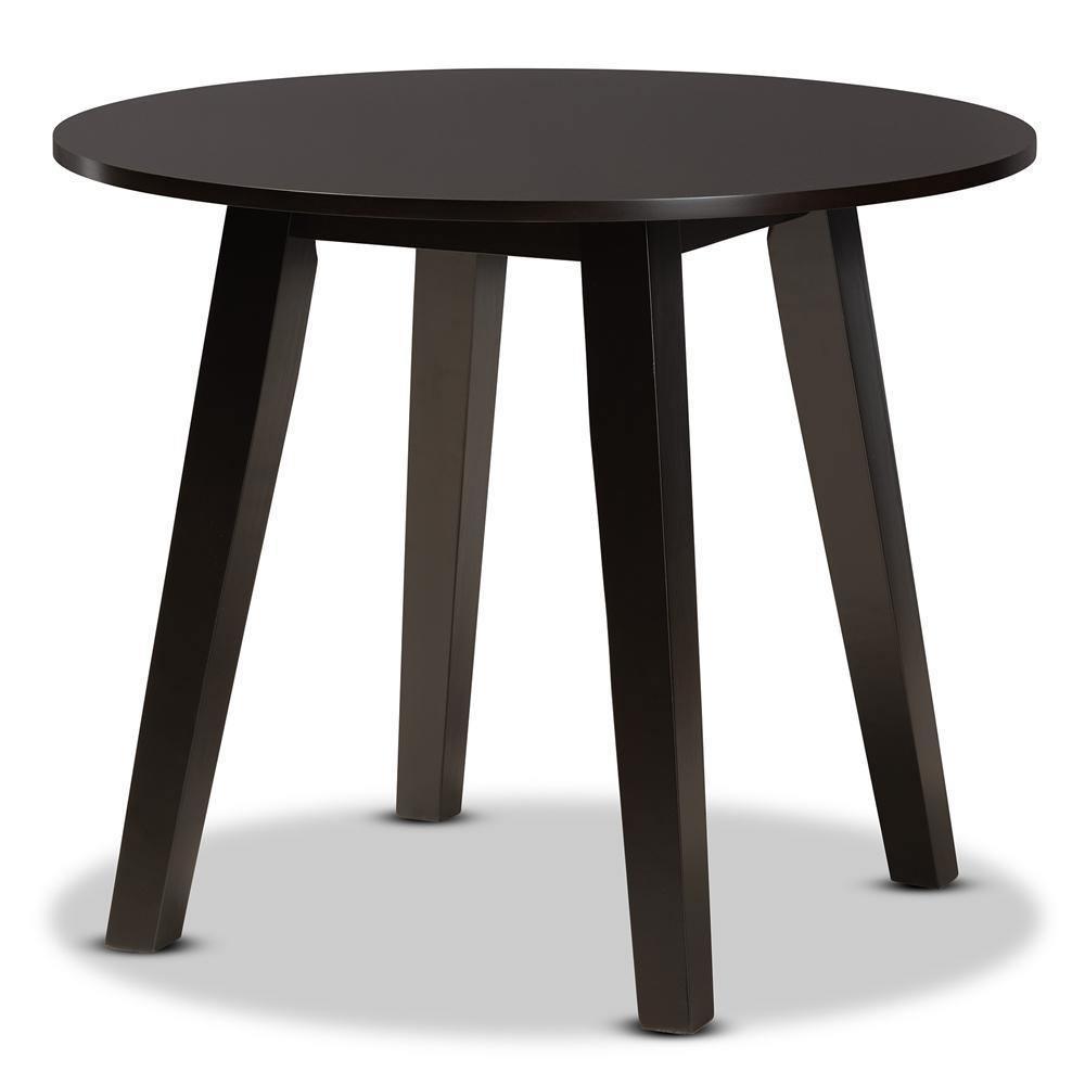 Ela Modern and Contemporary Dark Brown Finished 35-Inch-Wide Round Wood Dining Table FredCo