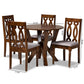 Elaine Modern and Contemporary Grey Fabric Upholstered and Walnut Brown Finished Wood 5-Piece Dining Set FredCo