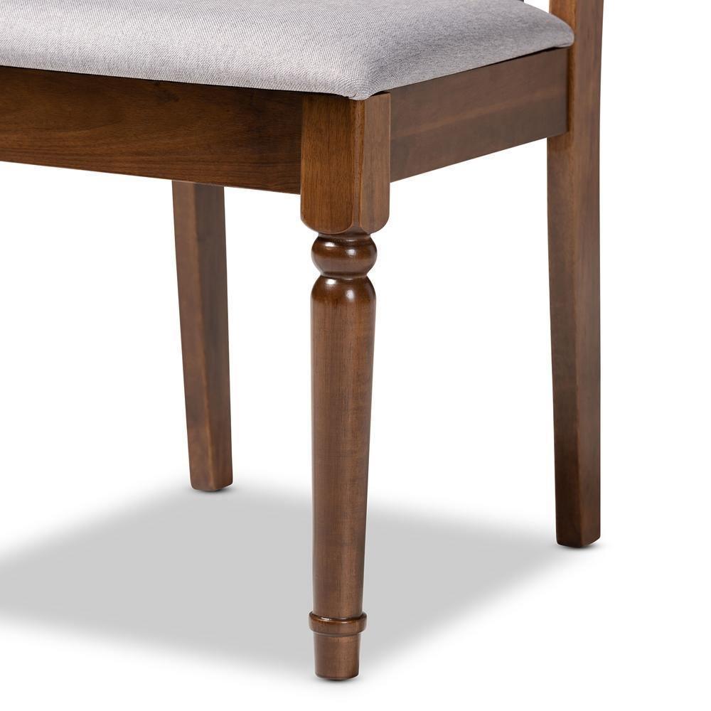 Elaine Modern and Contemporary Grey Fabric Upholstered and Walnut Brown Finished Wood 5-Piece Dining Set FredCo