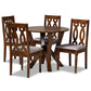 Elaine Modern and Contemporary Grey Fabric Upholstered and Walnut Brown Finished Wood 5-Piece Dining Set FredCo