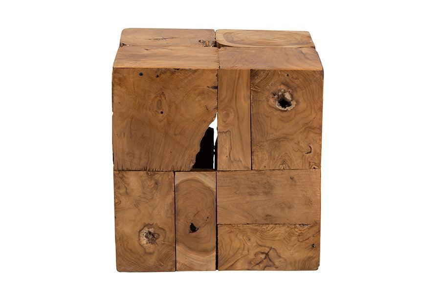 Eldora Rustic Transitional Natural Brown Teak Root End Table FredCo