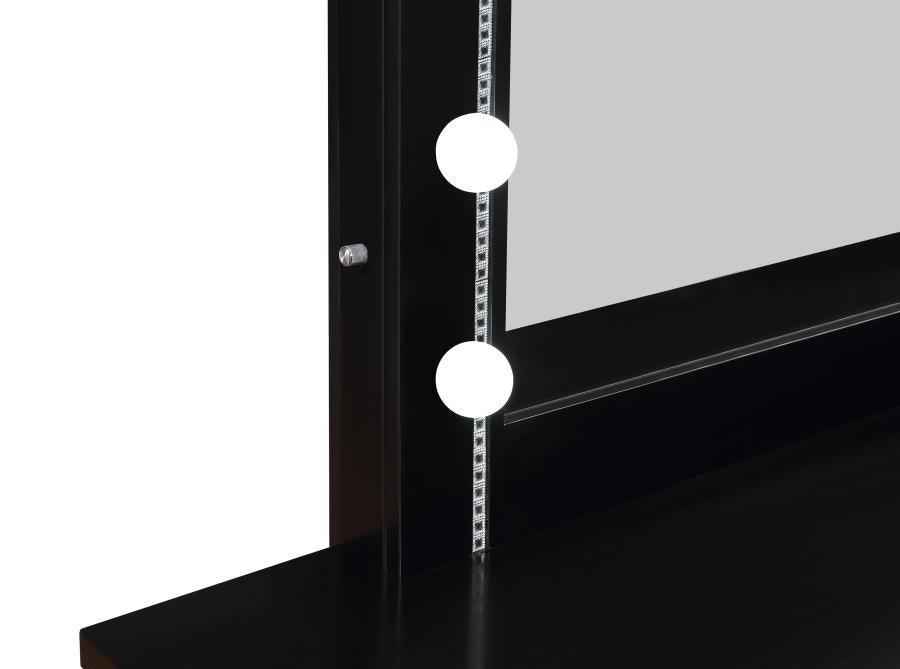 Eleanor Black Rectangular Mirror with Light 223364 Coaster FredCo