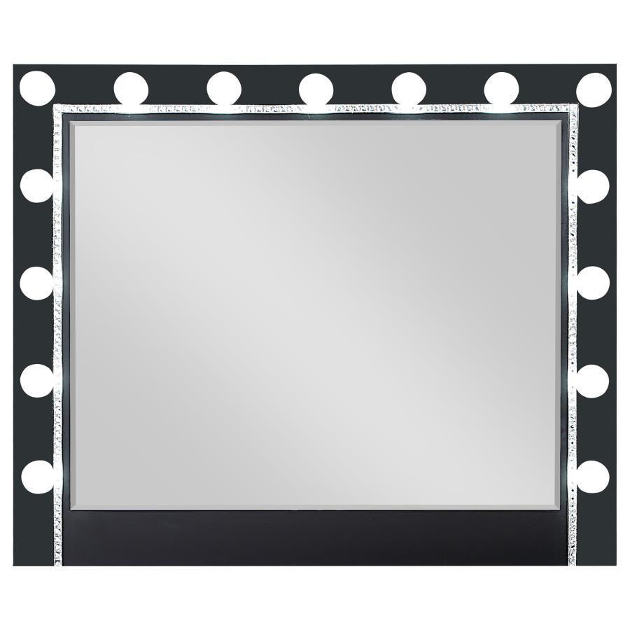 Eleanor Black Rectangular Mirror with Light 223364 Coaster FredCo