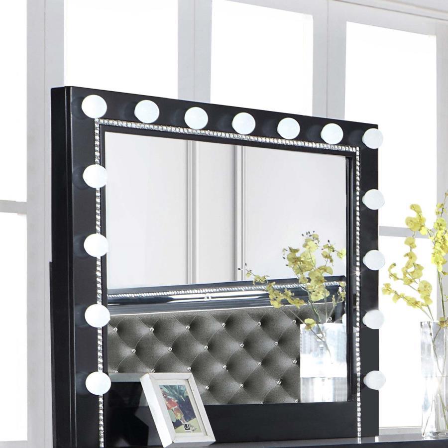 Eleanor Black Rectangular Mirror with Light 223364 Coaster FredCo