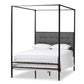 Eleanor Modern and Contemporary Dark Bronze Metal Grey Fabric Canopy Queen Bed FredCo