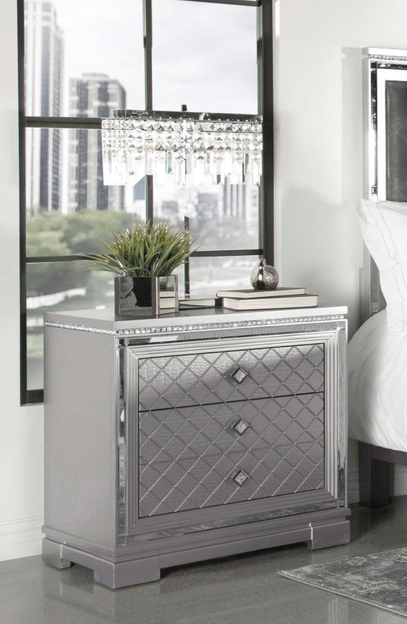 Eleanor Rectangular 2-drawer Nightstand Metallic 223462 Coaster FredCo