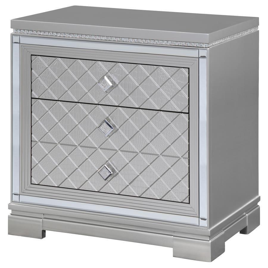 Eleanor Rectangular 2-drawer Nightstand Metallic 223462 Coaster FredCo