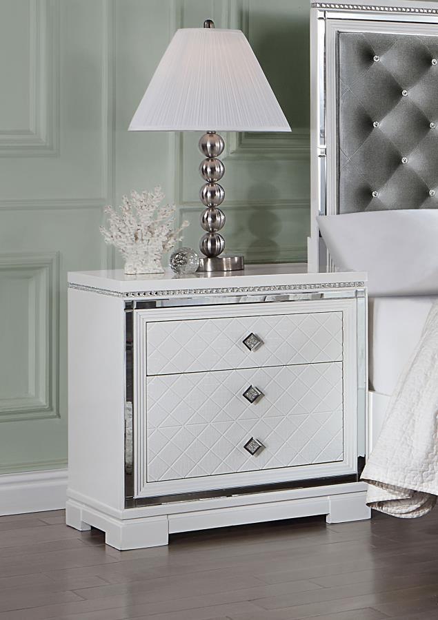 Eleanor Rectangular 2-drawer Nightstand White 223562 Coaster FredCo