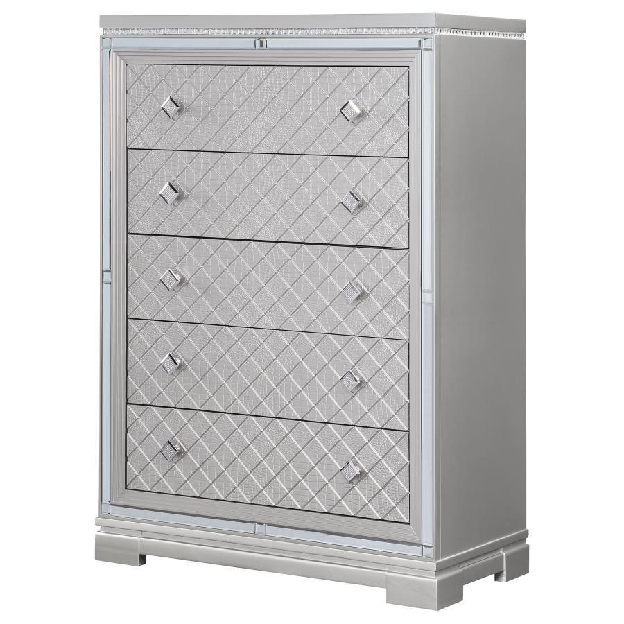 Eleanor Rectangular 5-drawer Chest Metallic 223465 Coaster FredCo