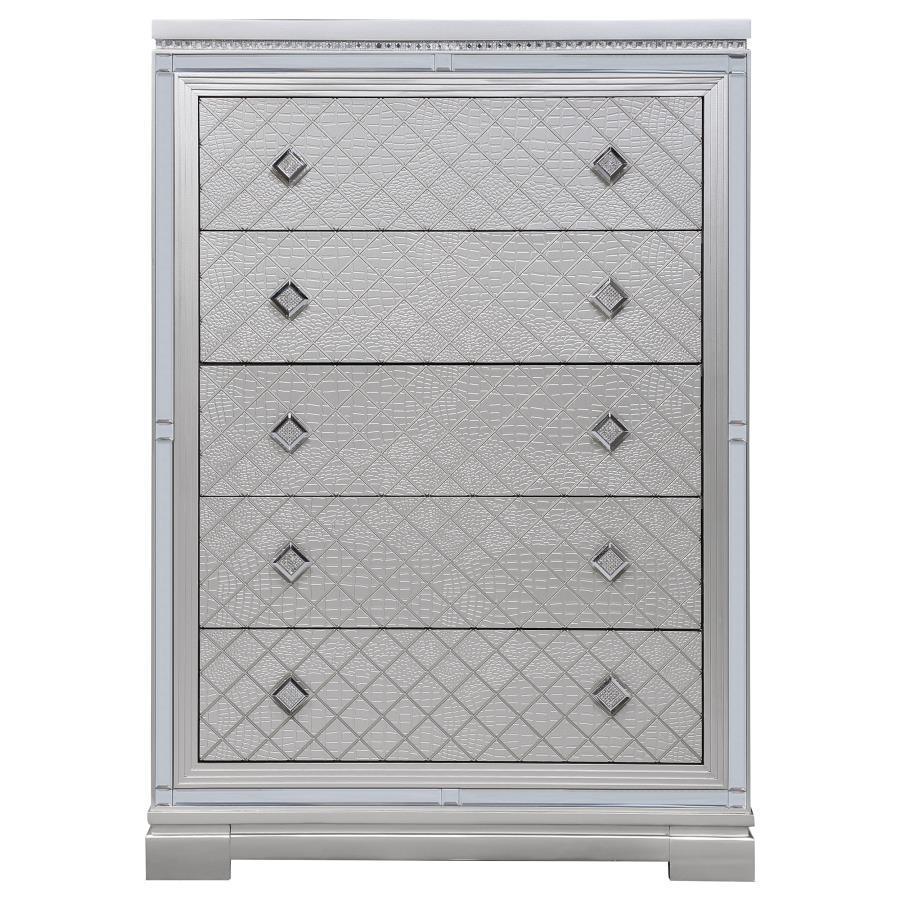 Eleanor Rectangular 5-drawer Chest Metallic 223465 Coaster FredCo