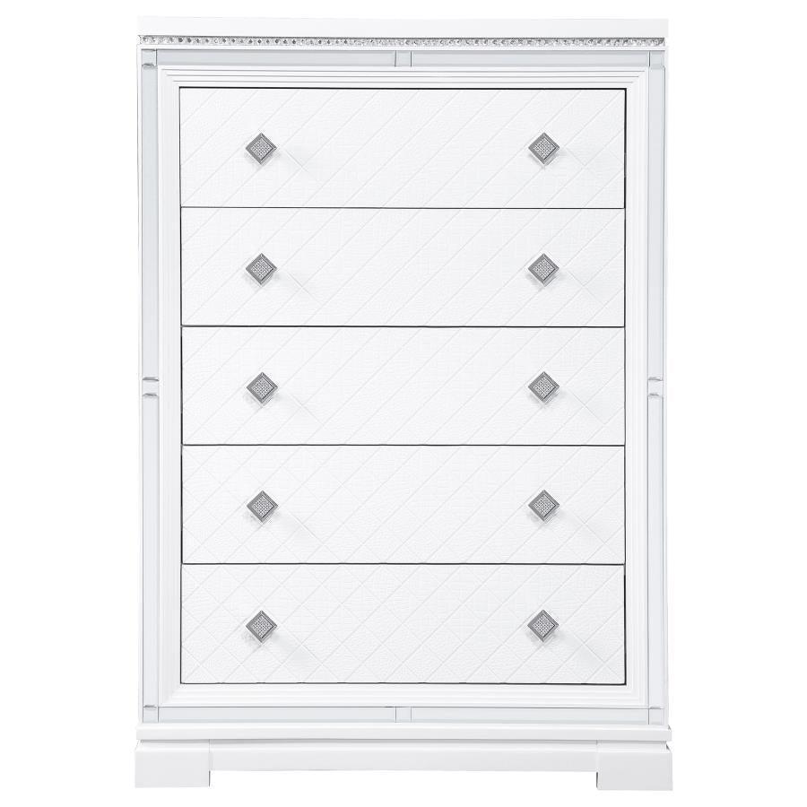 Eleanor Rectangular 5-drawer Chest White 223565 Coaster FredCo