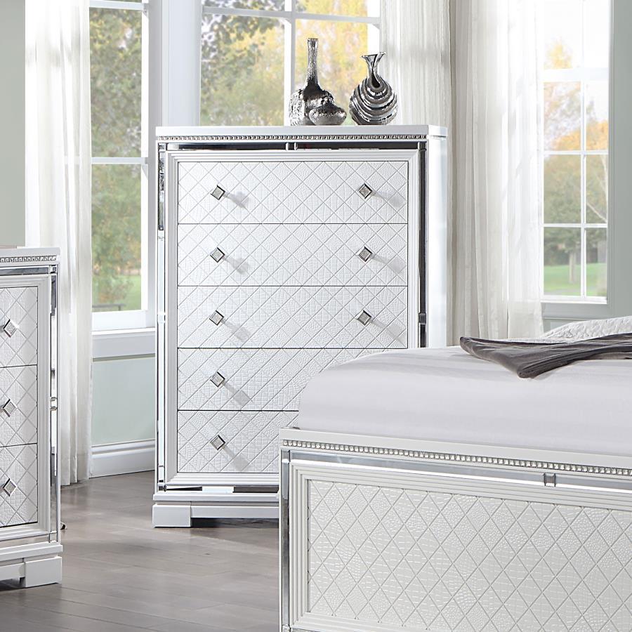 Eleanor Rectangular 5-drawer Chest White 223565 Coaster FredCo