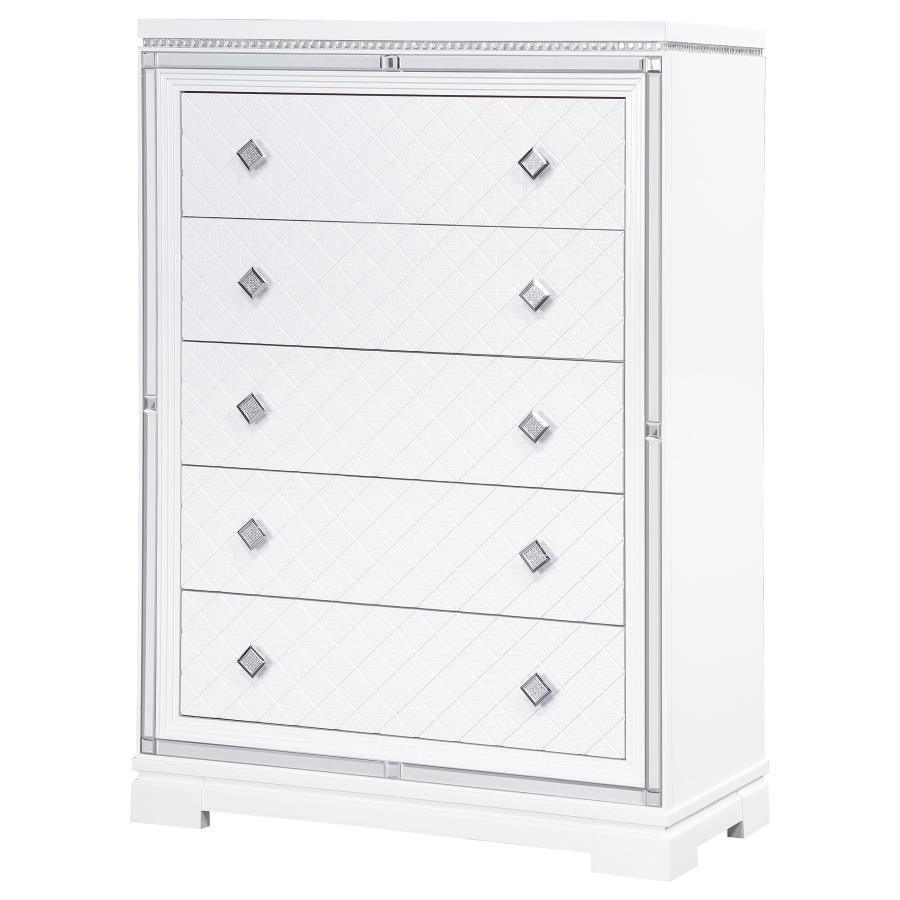 Eleanor Rectangular 5-drawer Chest White 223565 Coaster FredCo
